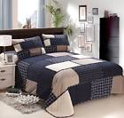 709445887756 Artextile Blue Ruffles Patchwork Reversible Coverlet Bedspread Quilt