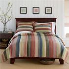 721-3363 0042 Retro Chic Cotton Striped Quilt Full Queen Neutral 4894190010774