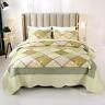 722367422386 Vivilinen Patchwork Quilt Set Green Floral Quilted Bedspread