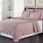 I3816 734737476806 Lyon Matelasse Cotton Coverlet Wisteria Pink