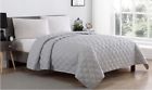 735732229183 Vcny Home Joyce Singe Bedding Quilt Grey