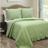 7426985239908 Unbranded Full Queen Green Cotton Quilt Bedspread With