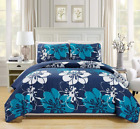 787639170112 Mk Home Collection Bedspread Coverlet Quilted Floral Navy