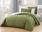 840079118493 Fancy Linen Solid Diamond Quilted Bedspread Sage Green