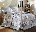 840528158476 Victorian Heart Finn Blue Stripe Twin Quilt Nautical