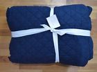 8460073 Pottery Barn Belgian Flax Linen Diamond Quilt King Navy Blue Brand New
