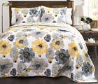 848742038079 Lush Decor Yellow Grey King Size Floral Cotton
