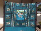 85x95 Madeusa Trout Quilt Fish Queen Fishing Patchwork Fisherman Teal Bass