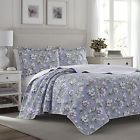 883893480155 Laura Ashley Turquoise Amethyst Cotton Coverlet Reversible Quilt