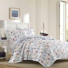 883893491717 Laura Ashley Ahoy Sailboats Twin Quilt And Sham