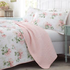 883893551077 Laura Ashley Honeysuckle Floral Green Cotton Twin Quilt
