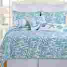 89918b Unbranded Reversible Nautical Cotton Coastal Patterned Quilt Blue White Bedding King 008246454595