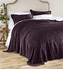 90881-eg Plow Hearth Tufted Chenille Cotton King Bedspread Eggplant