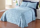 96362 Unbranded Elegant Scroll Chenille Bedspread Blue