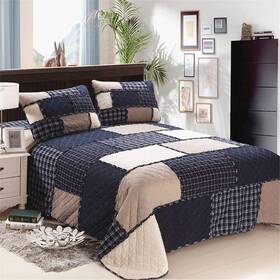 Abreeze 903391179642 Bedspreads Quilt Men Black Comforter Bedspread Set Checkered Plaid Mens B