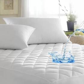 Comin16ju034415 Abstract Quilted Mattress Pad White Fitted Waterproof Cotton Protector Cover By Abstra