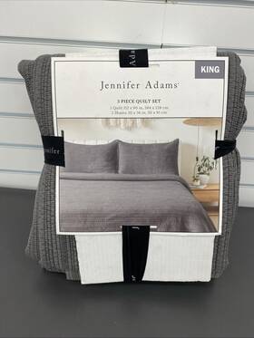 1773251 Adams Jennifer 3-piece Stonewashed Quilt Set King Gray