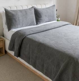 Adams 810055658060 King Jennifer 3-piece Stonewashed Quilt Set Grey
