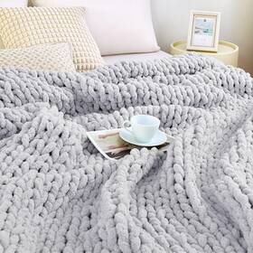 Xnr05 Admitrack Chunky Knit Blanket Throw 100% Hand Chenille Fo