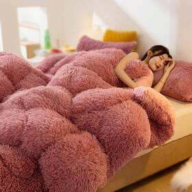 Mauve-queen-65372912 Aetvrni Luxury Plush Shaggy Thick Faux Fur Comforter Big Heavy Warm Comforte