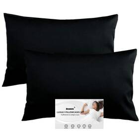 2-500 Aisawate 345496196388 Cotton Standard/queen Pillowcases Set Of Thread Count Bed Black Pillow