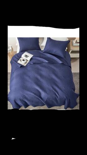 X004auh029 Akialla King Quilted Quilt Bedding Set 3 Piece Dark Blue