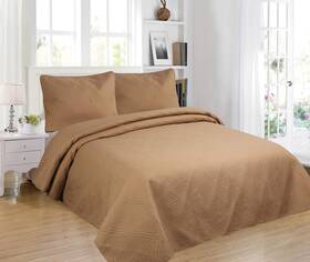 All American Collection 194285001552 On 3pc Modern Contemporary Soft Comfy Bedroom Bedspread Quilt Set Taupe Queen