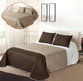 All American Collection 841380157492 3pc Solid Three Color Combination Reversible Bedspread