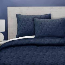 Bl001613-q-blue Allied Home 100% Cotton Navy Sateen Full/queen Coverlet Set