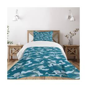 34606 Ambesonne Bed Twin Camo Bedspread Set Camouflage Theme In Oceanic Colors Sea Water Inch
