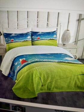 43502 Ambesonne Bed King Golf Quilted Bedspread And Pillow Sham Set Swing Hobby Play Print -twin