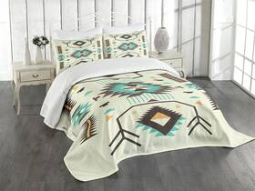 63055 Ambesonne Bed King Southwestern Bedspread Set Ethnic Illustration Of A Zigzags Design