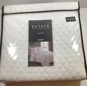 American Home Fashions 812675023976 Estate Collection By Ahf Twin Fenwick Quilt Set/white/new/1 Quilt/1 Sham