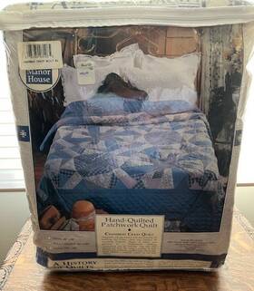American Pacific 085989031085 New Manor House Chambray Blue -lace Crazy Quilt-full/queen By
