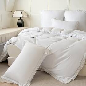 Us-mf-sc-24007 Amolavet White Duvet Cover Queen Size With Boho Tassel - 3 Pieces Se