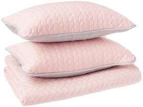 Amrapur Overseas 645470169026 Leaf 3-piece Reversible Coverlet Set Blush/silver Queen