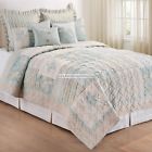 And Home Beach House Or King Quilt Blue Beige Aqua