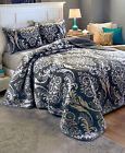 Anhky6nppe General Black Full Queen Size Damask Pattern Quilt Blanket Pillow