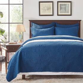 Anus22qs01ln10696 Anluoer Quilt King Size Bedding Set-dark Blue Embossed Bedspreads-lightweight S