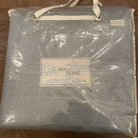 Ann Gish 761490044614 Art Of Home Texture Set 3p Queen Coverlet 2 Euro Shams Blue 475