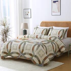 Anna Z Home & Design 608597536942 Eve 3-piece Quilt Set. Cotton Fabrics. Heritage Hand-made Patchwork And Embro