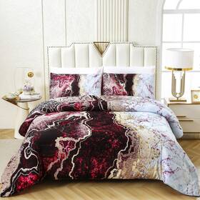 Aoaoaoway 716695902450 Marble Comforter Set Red King Size 3 Pieces 1 2 Pillowcases