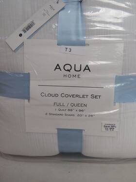 Aqua 041808114841 Cloud Coverlet Set Queen Msrp 230 Size 88x96 # T 3 New