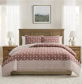 Arden 735732576447 My Texas House Adult 3-piece Dusty Mauve Floral Quilt Set Full/queen