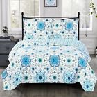 Arielle-coverlet Royal Tradition Blue Floral Stripes Oversized Microfiber Coverlet Quilt Set Arielle-coverlet Royal Tradition Blue Floral Stripes Oversized Microfiber Coverlet Quilt Set