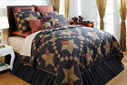 Arlington Vhc Brands Navy 5 Point Star 3pc Quilt Bedding Set Twin Shams Bed Skirt 841985025868