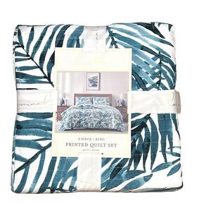 Artisan 34 195691027402 Lumina Lou Quilt Sham Set Palm Leaf King Size 3 Pc. Tropical New