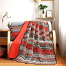 Au-qc-fugu-red-6078 Newlake Quilt Throw Blanket With Classical Floral Patchwork 696604516643