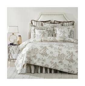 Austin Horn Classics 719294723044 Cosmopolitan Toile 3-piece Duvet Set In Taupe Queen 90