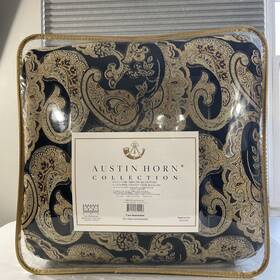 Austin Horn Collection 719294602127 Mira 3 Pieces King Size Comforter And 2 Shams Black Gold